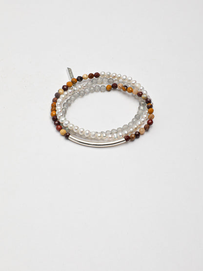 Silver Mist · Warm Isle Triple-Wrap Bracelet