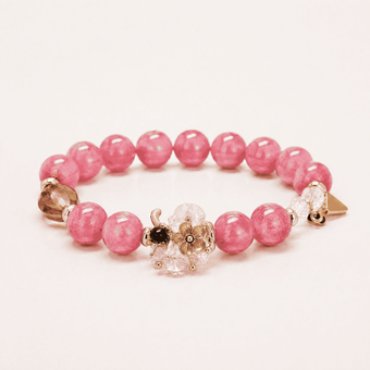 Rose Smoky Quartz & Clear Quartz Flower Bracelet