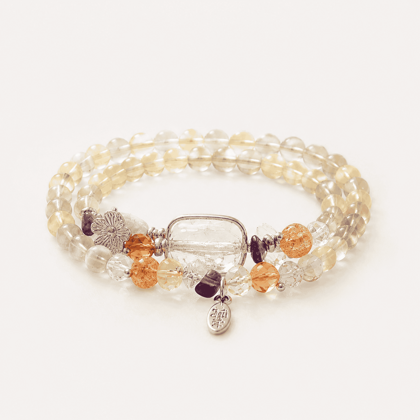 Gray Moonstone & Clear Quartz Bracelet