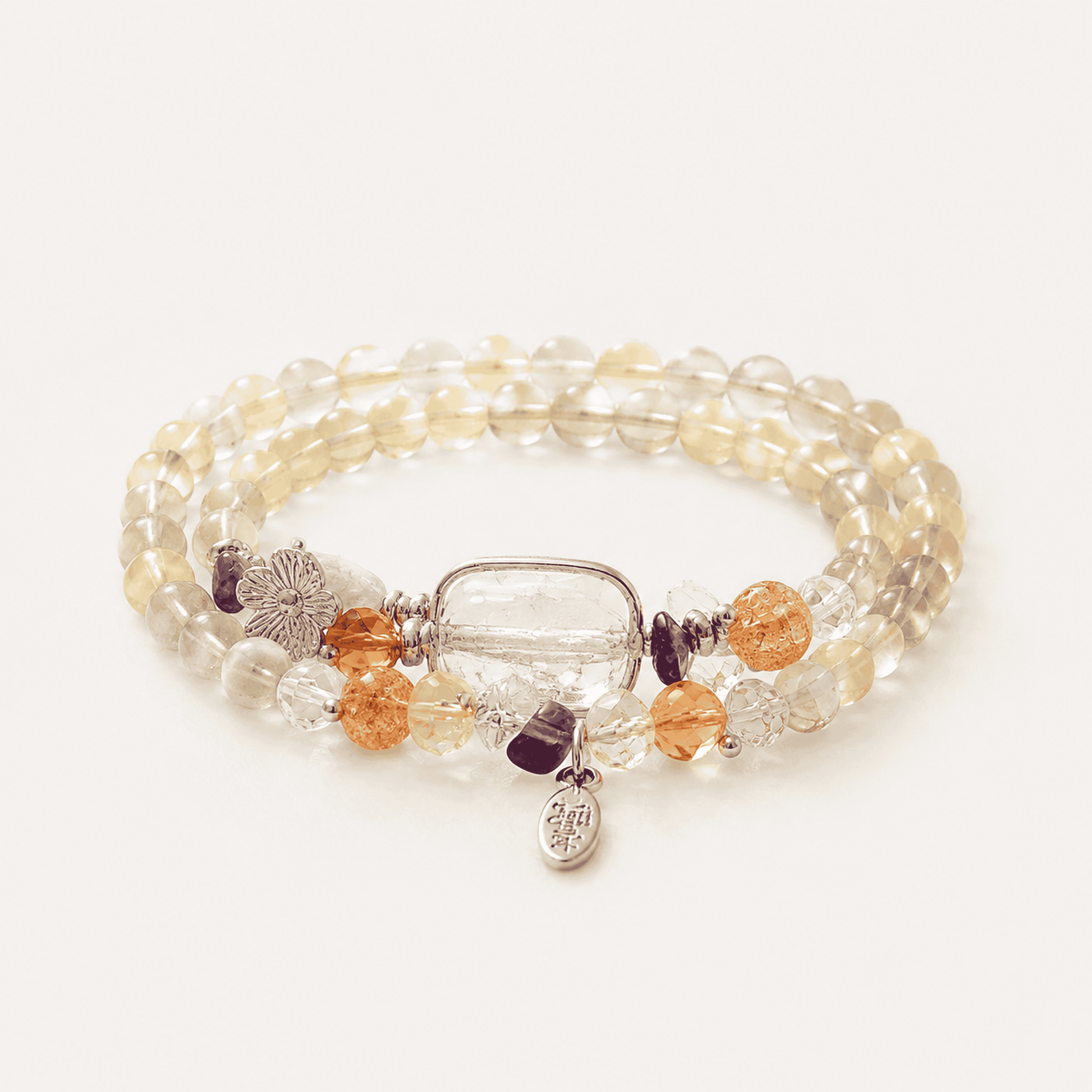 Gray Moonstone & Clear Quartz Bracelet