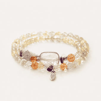 Gray Moonstone & Clear Quartz Bracelet