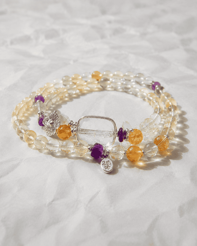 Gray Moonstone & Clear Quartz Bracelet