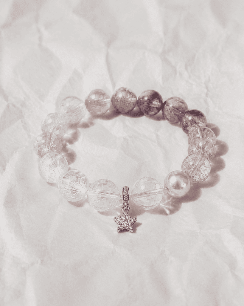 Peach Crystal, Clear Quartz & Amethyst Star Bracelet