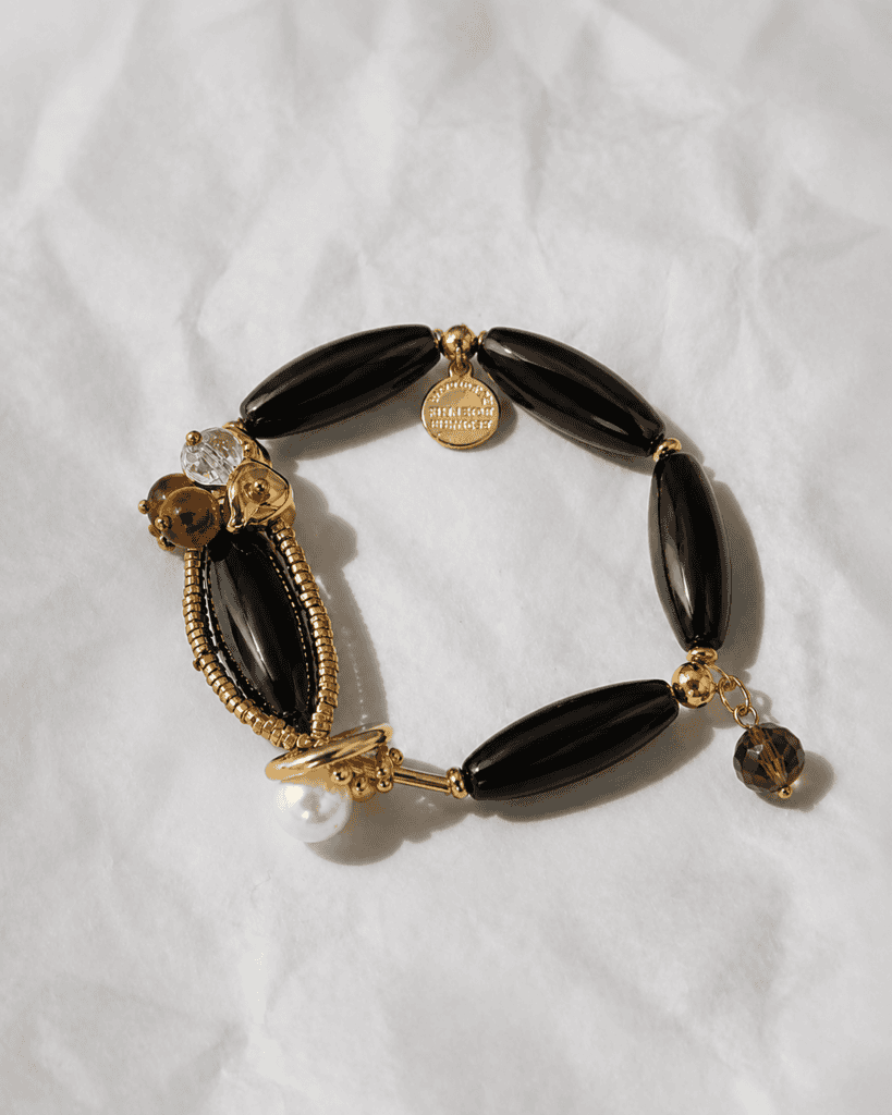 Black Onyx Golden Shield Bracelet