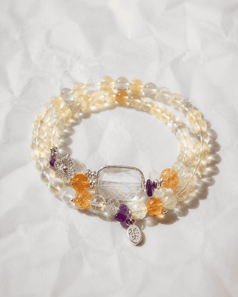 Gray Moonstone & Clear Quartz Bracelet
