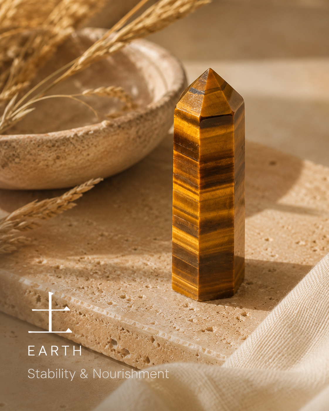 Earth element crystal feng shui decor for stability and grounding