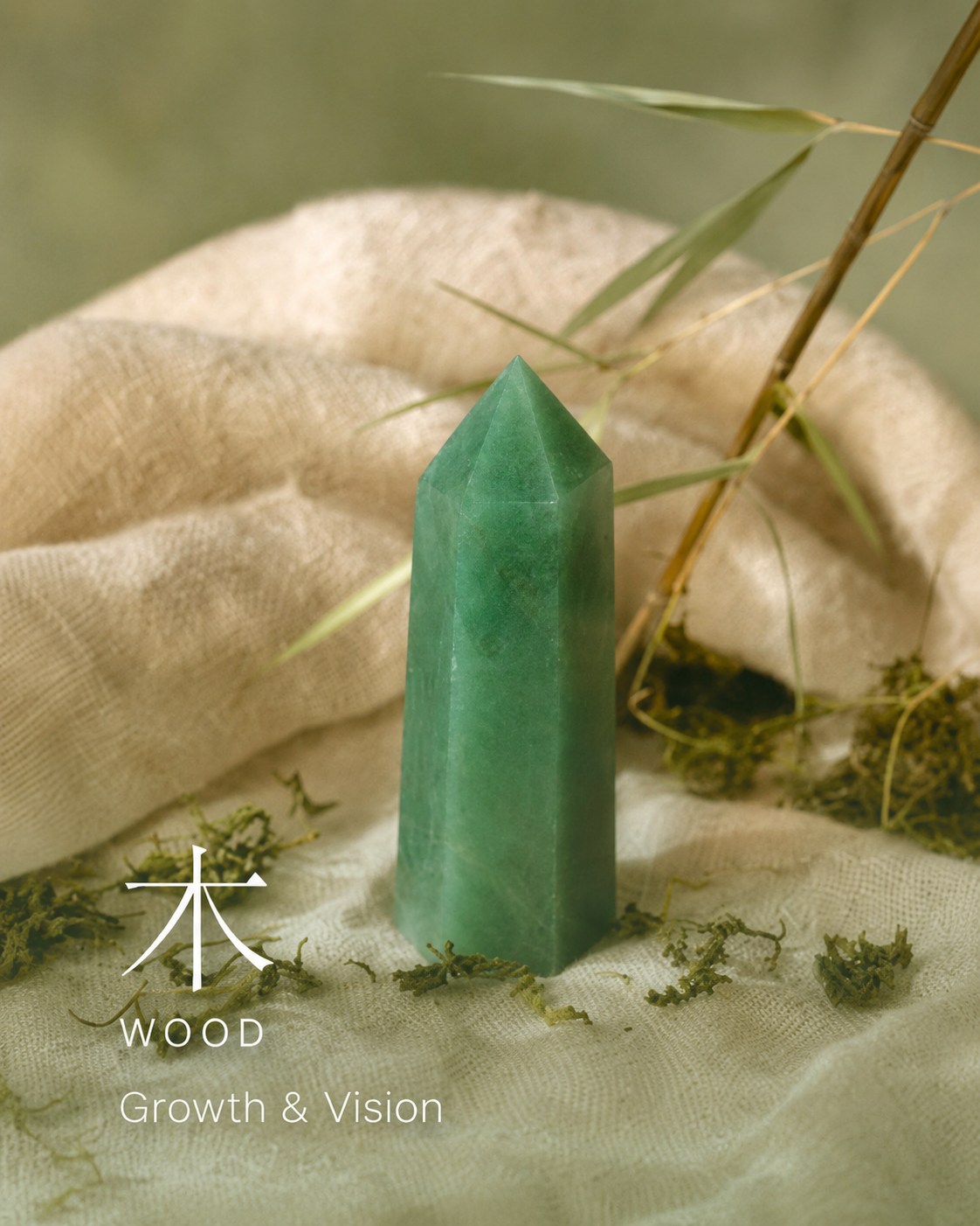 Wood element crystal feng shui decor for growth and vision