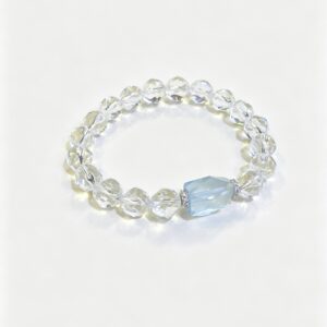 Faceted Clear Quartz & Aquamarine Bracelet
