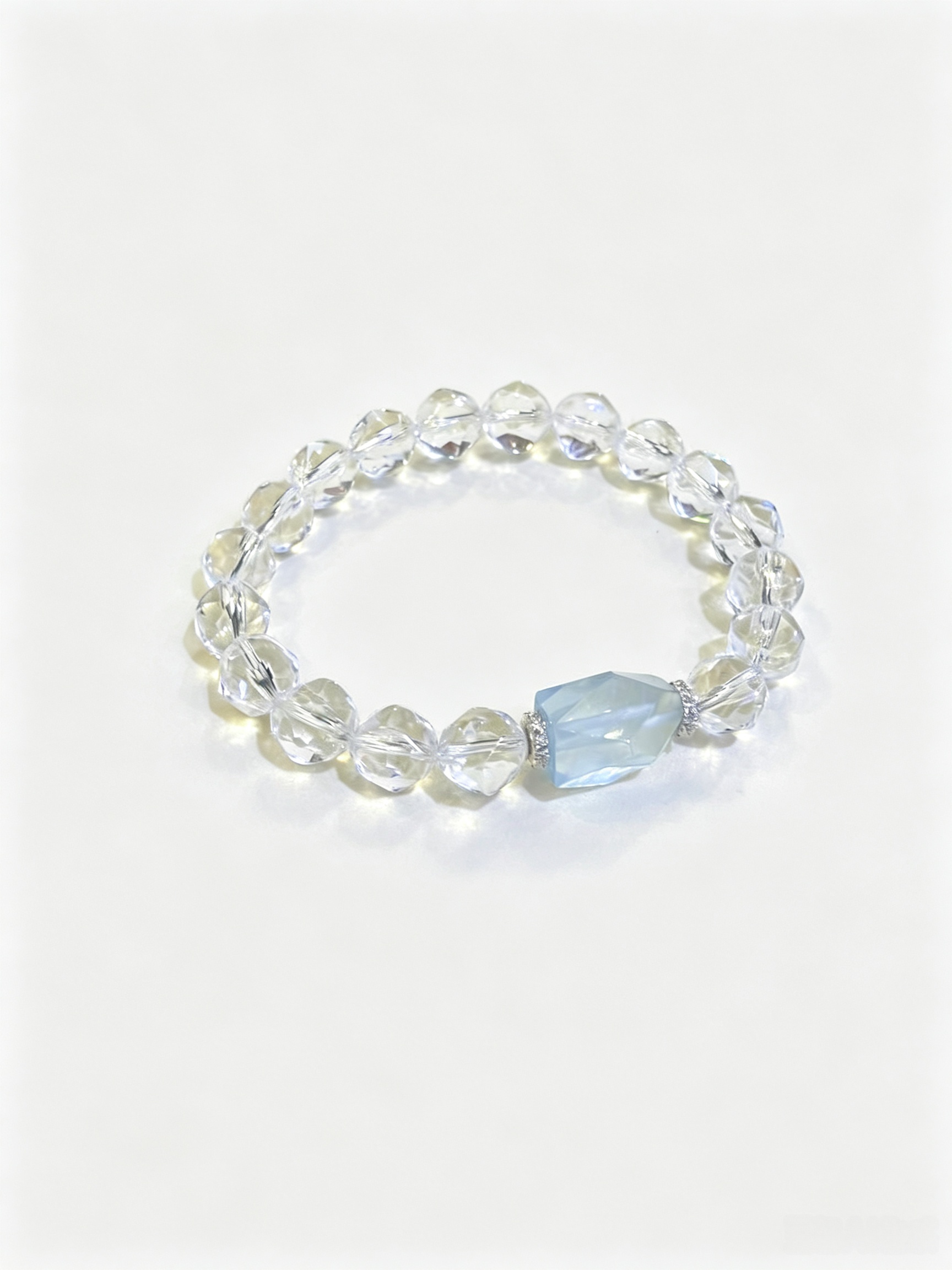 Faceted Clear Quartz & Aquamarine Bracelet
