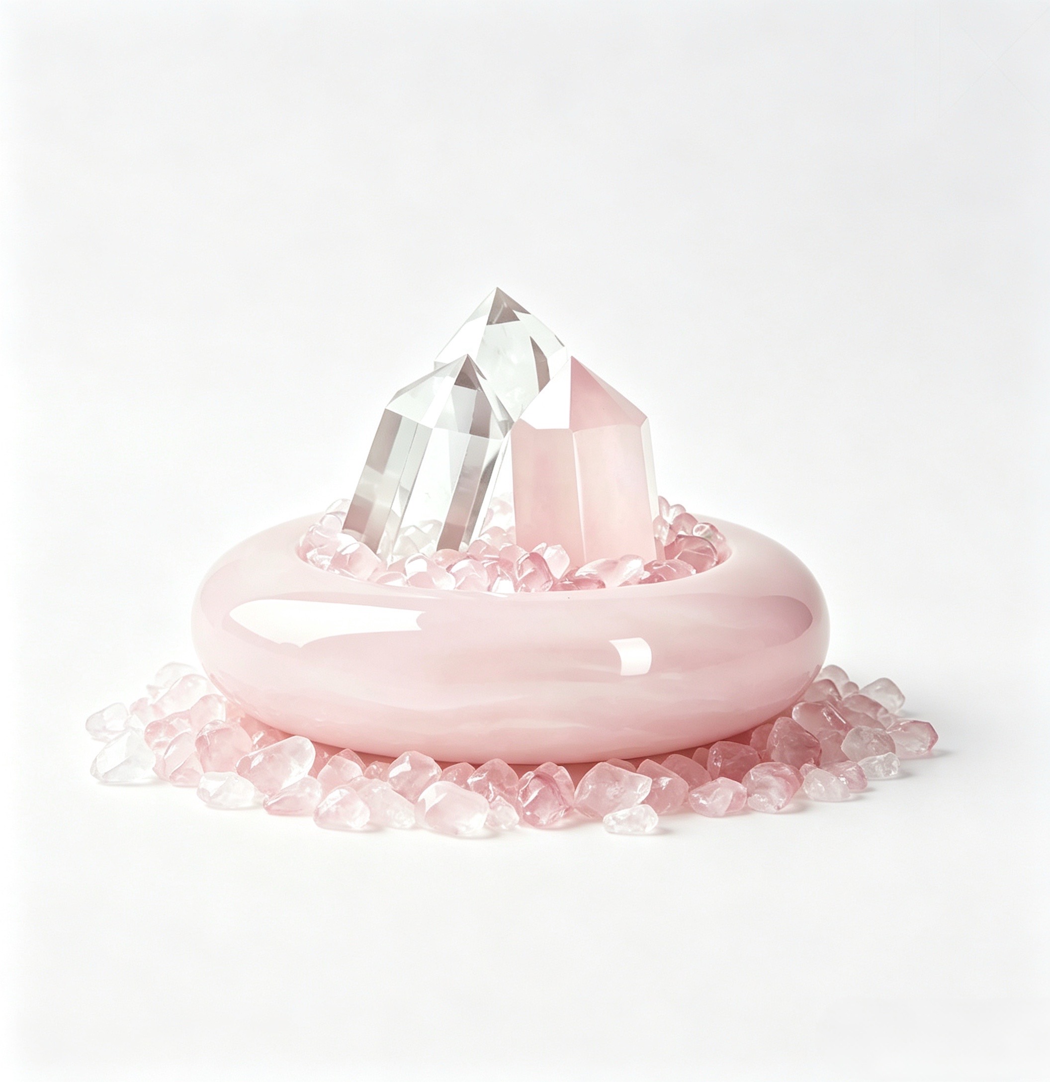 Love Vessel Clear Quartz & Rose Quartz Tower Decor