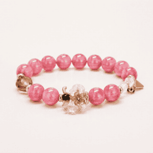 Rose Smoky Quartz & Clear Quartz Flower Bracelet