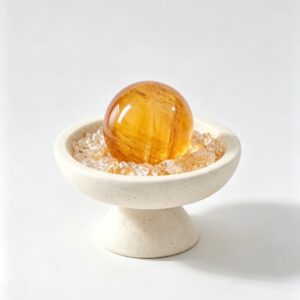 Glow Bowl Amber Crystal Sphere Decor
