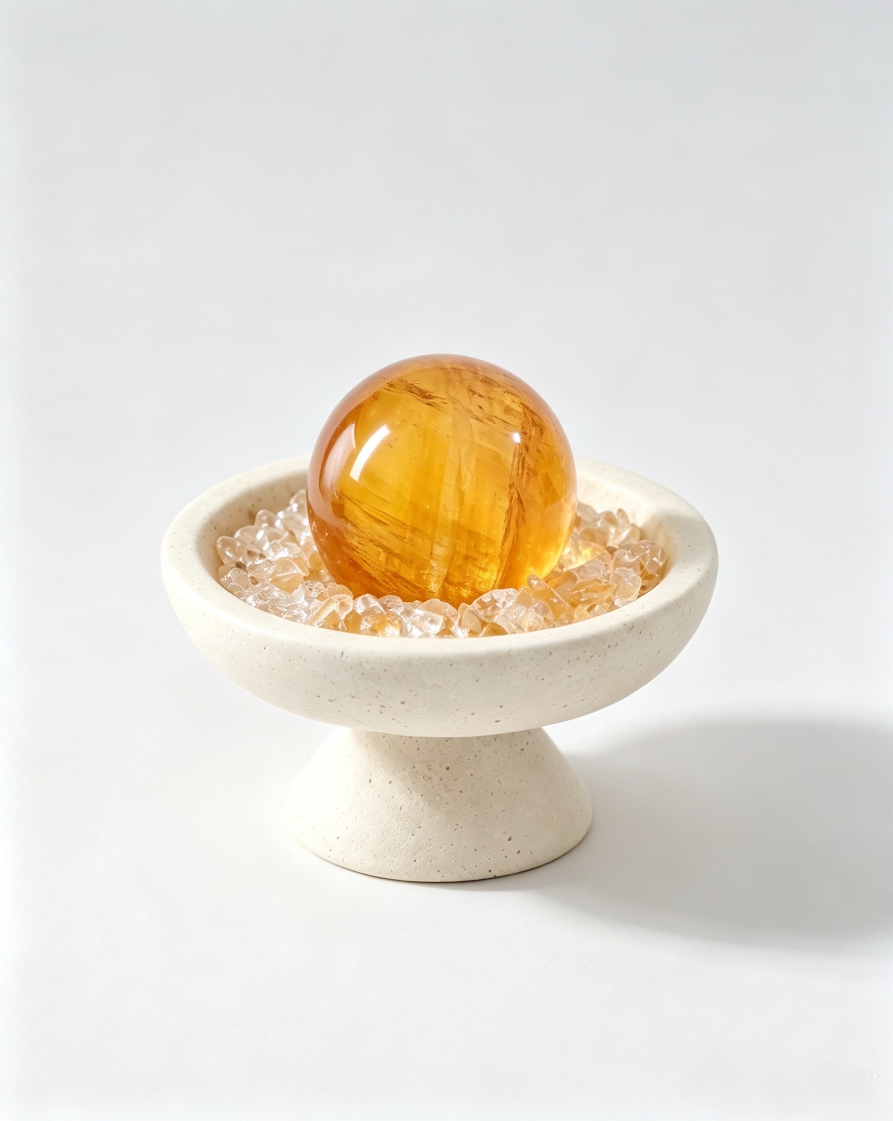 Glow Bowl Amber Crystal Sphere Decor