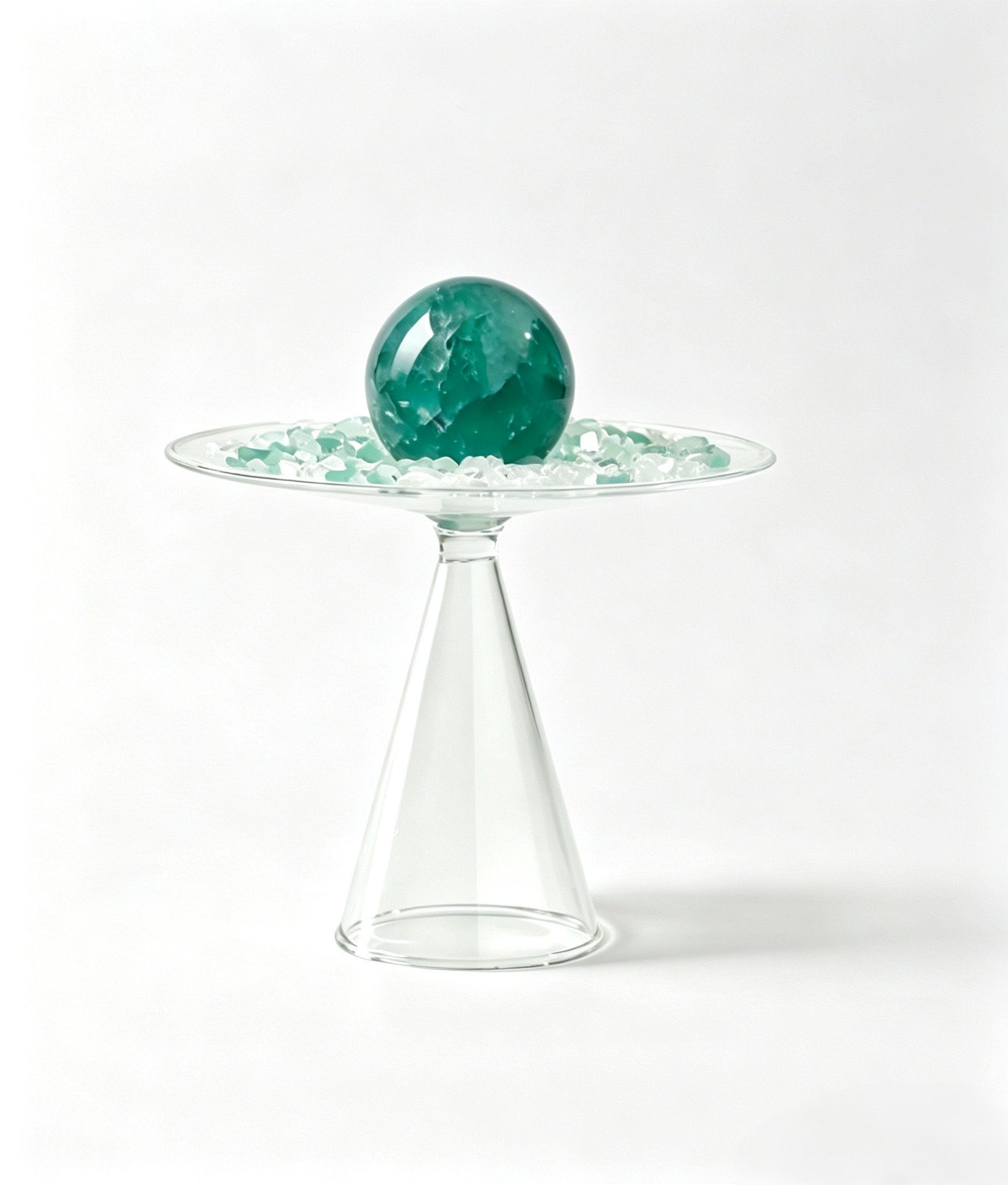 Grade 7A Green Fluorite Sphere Display
