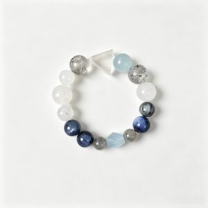Aquamarine & Clear Quartz Triangle Bracelet1