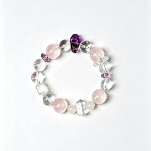 Rose Quartz, Clear Quartz & Amethyst Cube Bracelet