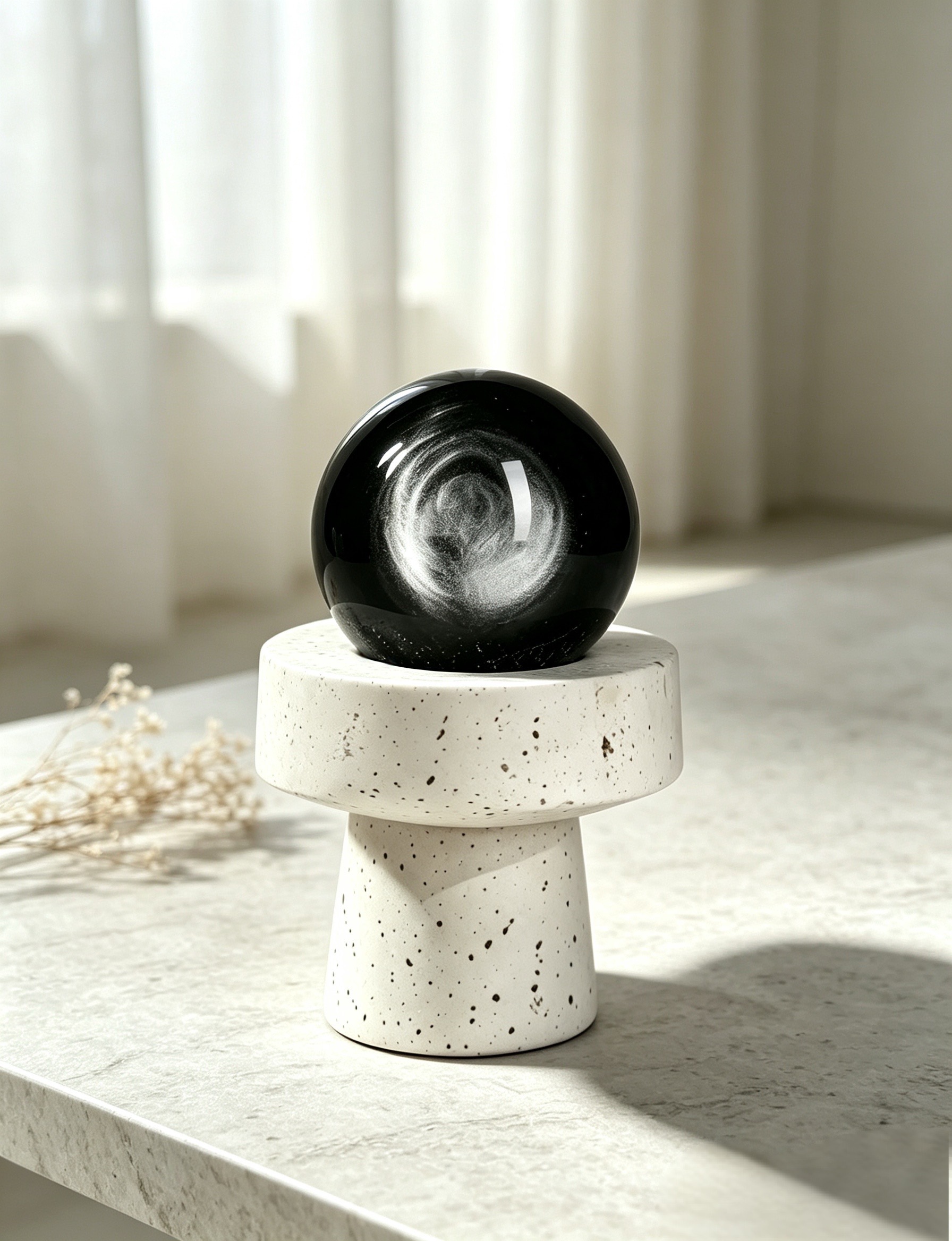 Silver Sheen Obsidian Protection Sphere - Image 3