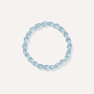 Elegant aquamarine beaded bracelet on white background for jewelry.