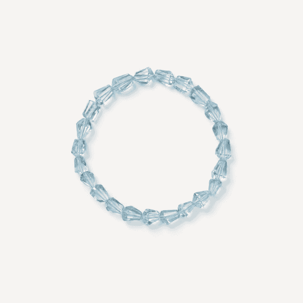 Elegant aquamarine beaded bracelet on white background for jewelry.