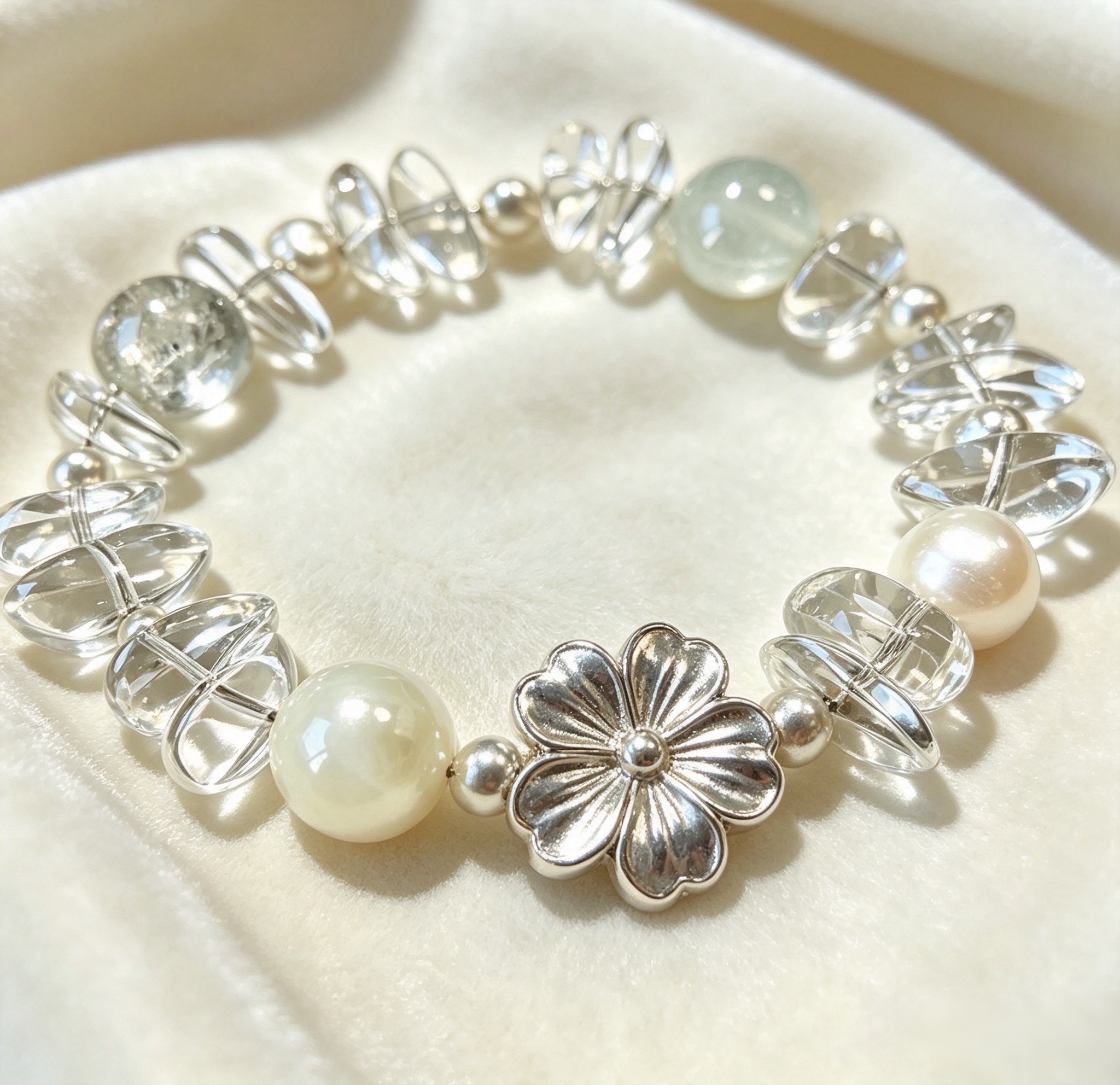 Clear Quartz & Pearl Bracelet - Image 3