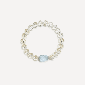 Clear crystal bracelet for abundance and positive energy.