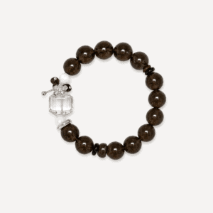 Elegant beaded bracelet with crystal charm and black beads for jewelry lovers.