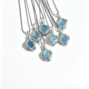 Mini Wire-Wrapped Aquamarine Necklace