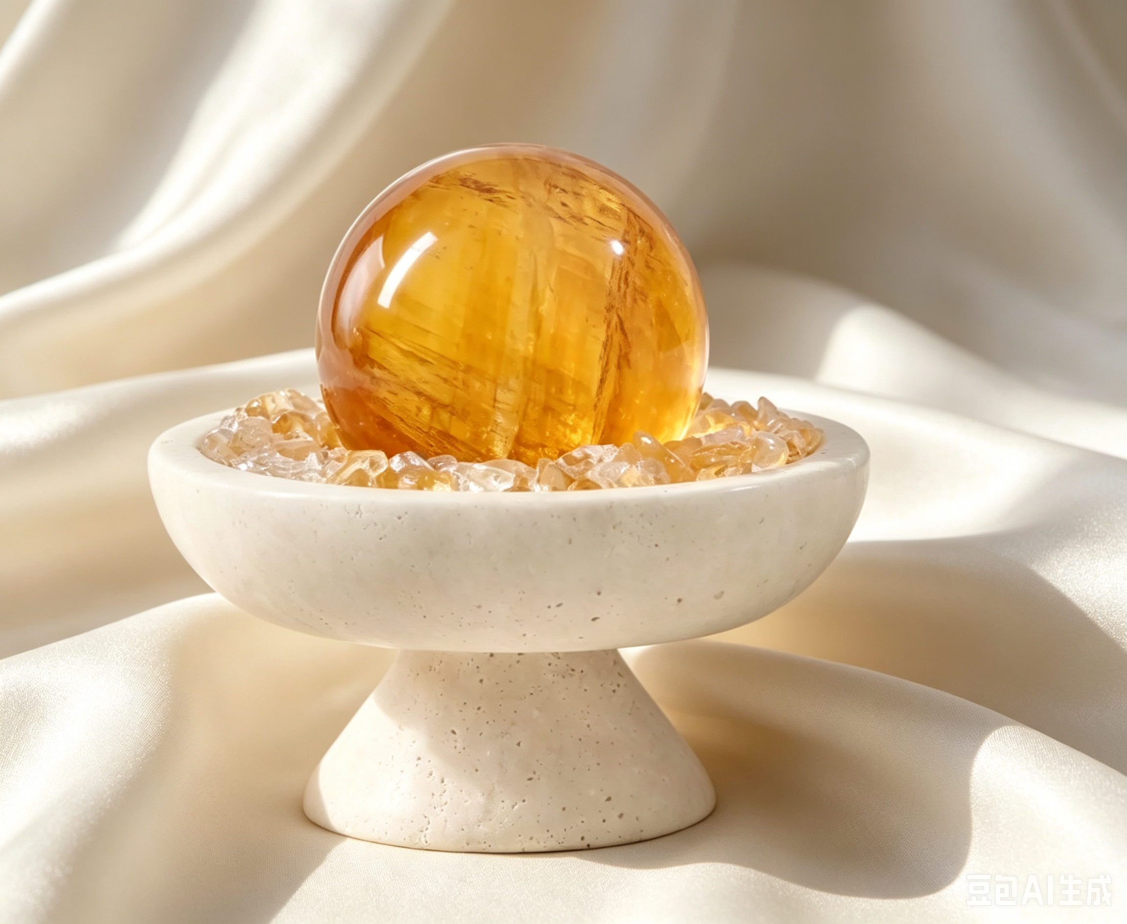 Glow Bowl Amber Crystal Sphere Decor - Image 2