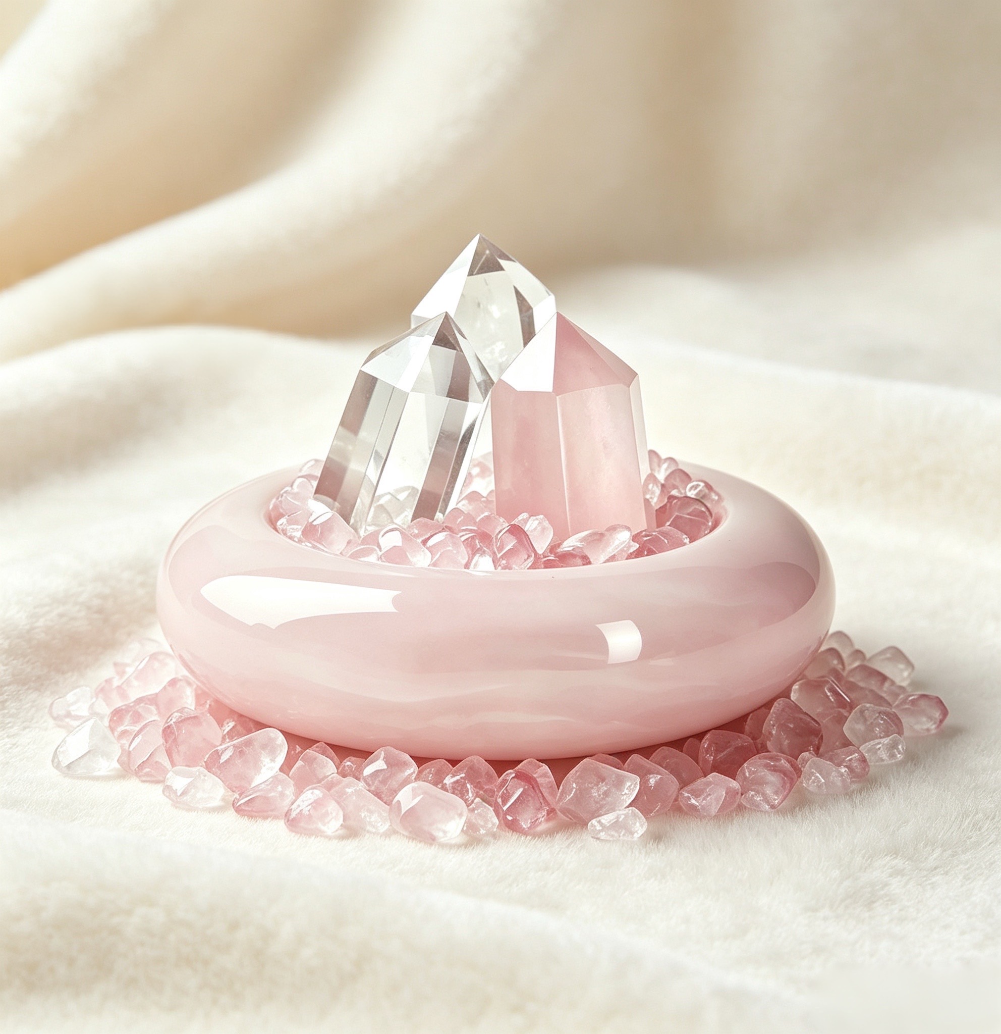 Love Vessel Clear Quartz & Rose Quartz Tower Decor - Image 2