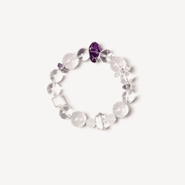 Clear and purple crystal bracelet for abundance and positive energy.