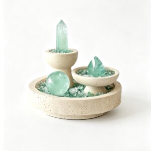 Green Fluorite Energy Grid Display