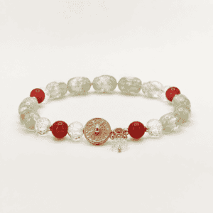 Emerald, Red Agate & Clear Quartz Bracelet