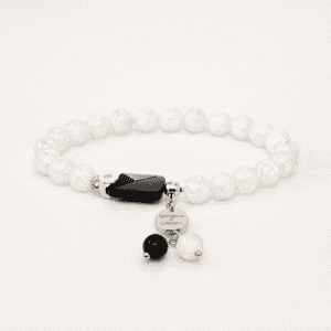 White Phantom Quartz & Black Agate Bracelet