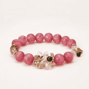 Rose Smoky Quartz & Clear Quartz Flower Bracelet