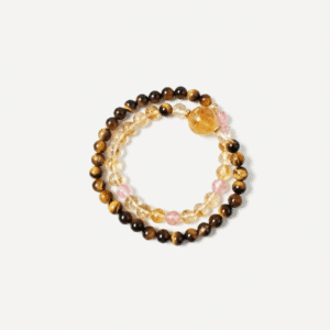 Citrine and wooden bead bracelet for abundance and positive energy.