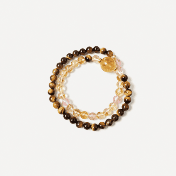 Citrine and wooden bead bracelet for abundance and positive energy.