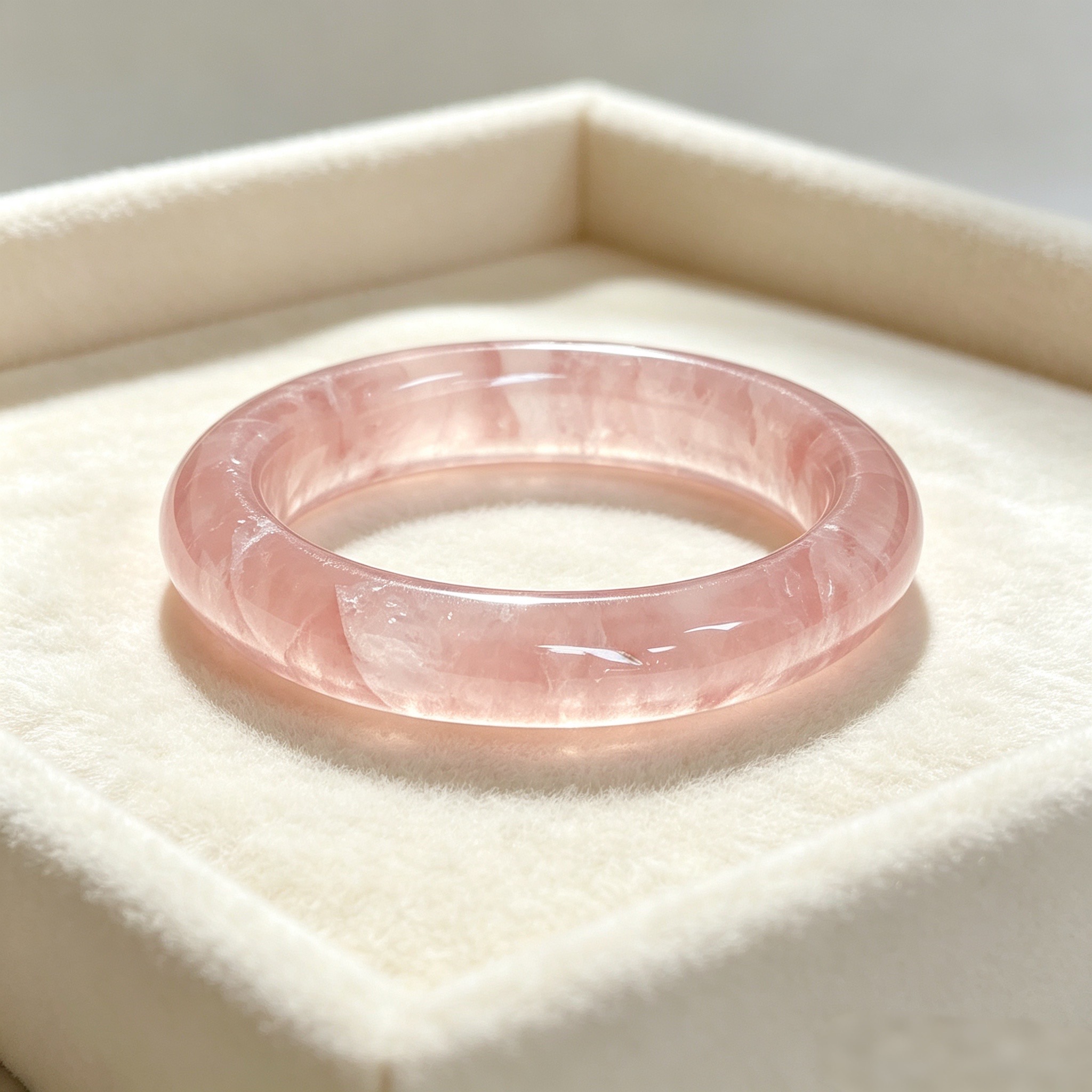 Solid Rose Quartz Bangle - Image 2
