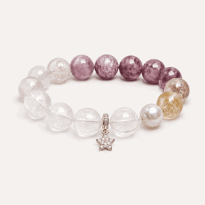 Peach Crystal, Clear Quartz & Amethyst Star Bracelet