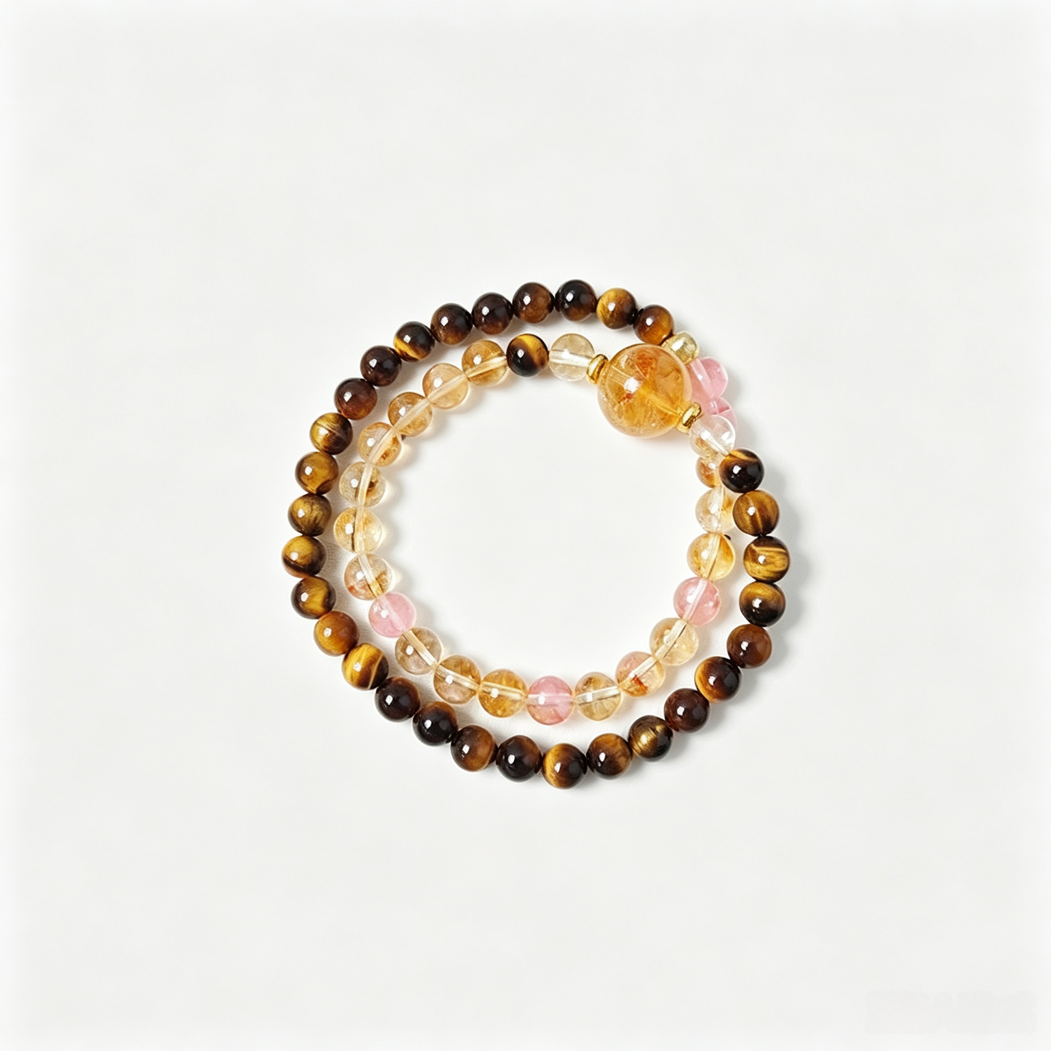 Tiger's Eye & Golden Quartz Double Wrap Bracelet