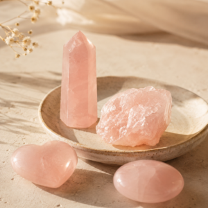 Rose quartz love ritual set with crystals